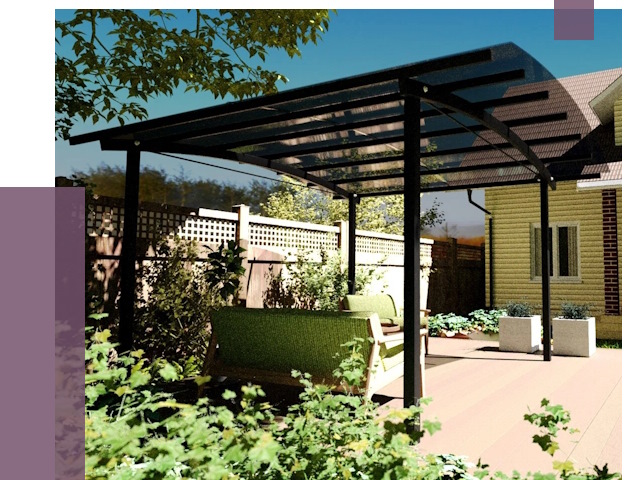 Навесы для террасы в Устях-Илимске от 13260 руб. под ключ | ПРОЛЁТ-Сть